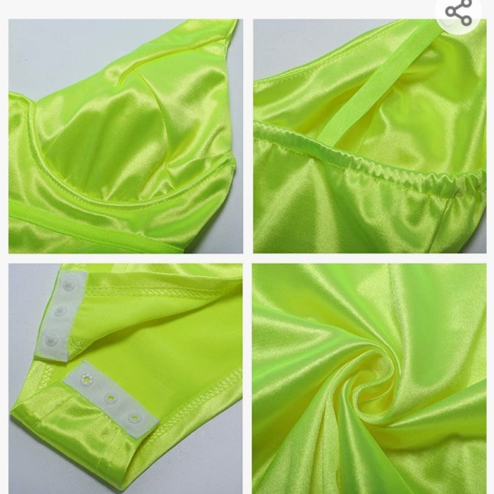 Women's Sexy Deep V Neck Shiny Thong Bodysuit Tank